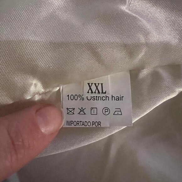 White 100% Ostrich Hair Fur Trim Sleeveless Lined Open Front Vest - Picture 6 of 13